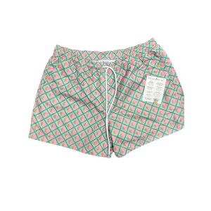 Jeane Swim Trunks Board Shorts Size XL Pink Teal Diamond Geometric Print BIN2